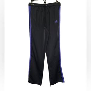 Adidas Vintage Y2K 2005 Black Pants with Purple 3-stripes Size Medium *see notes